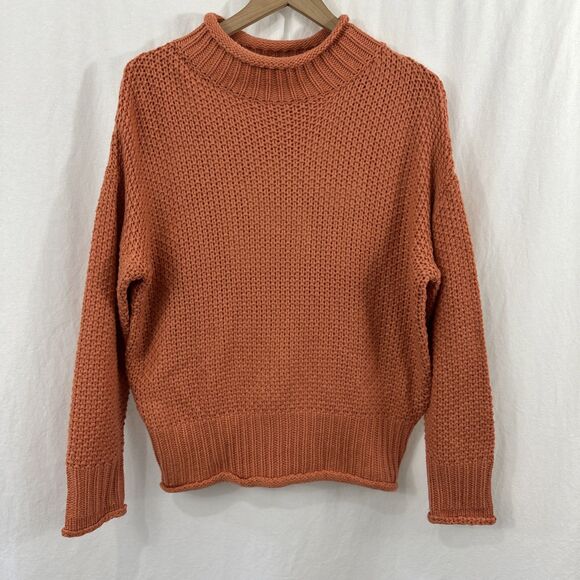Shopthemint Orange Rolled Neck Oversized Knit Sweater Size S Lagenlook Fall - Picture 1 of 7